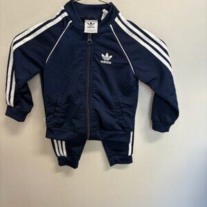 18 Months Adidas Navy Tracksuit with White Stripes Sweatpants set